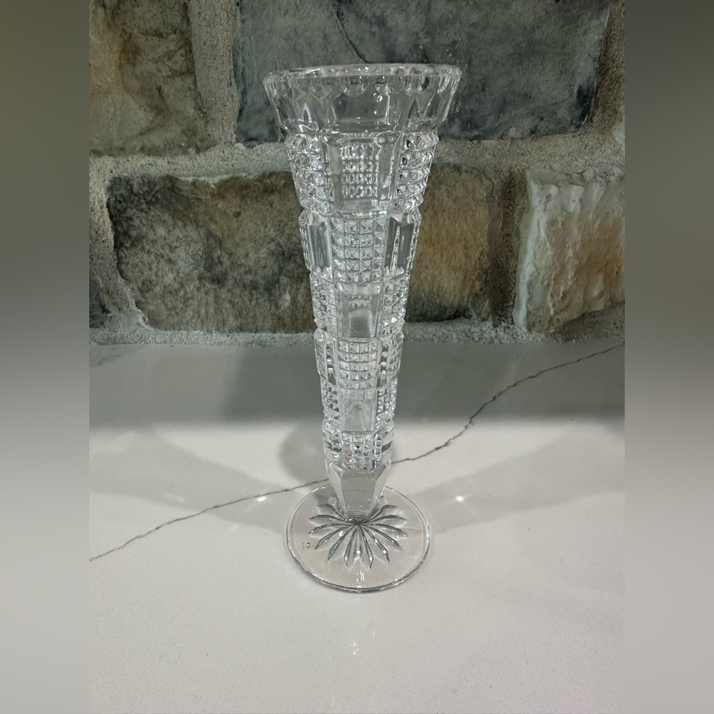 Vintage Echt Bleikristall Crystal Footed Bud Vase 8”Hand-Craft In Germany